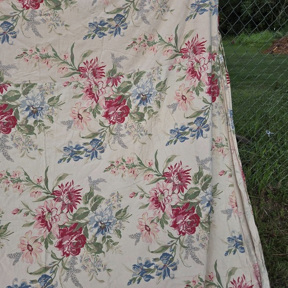 Pottery Barn Marla Duvet King Linen Blend Red Floral Roses Peony Iris Pink - Picture 9 of 16